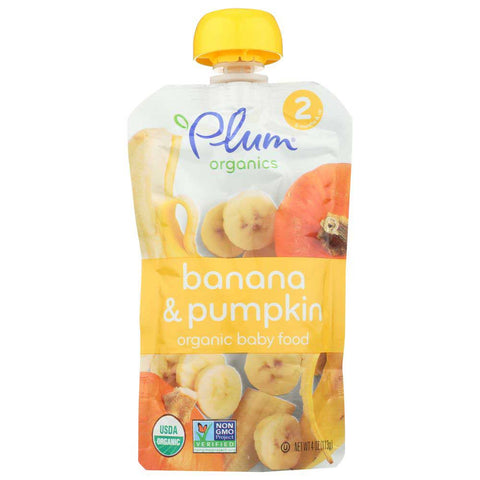 Plum Organics Pumpkin and Banana Baby Food, 4 Ounce -- 6 per case.