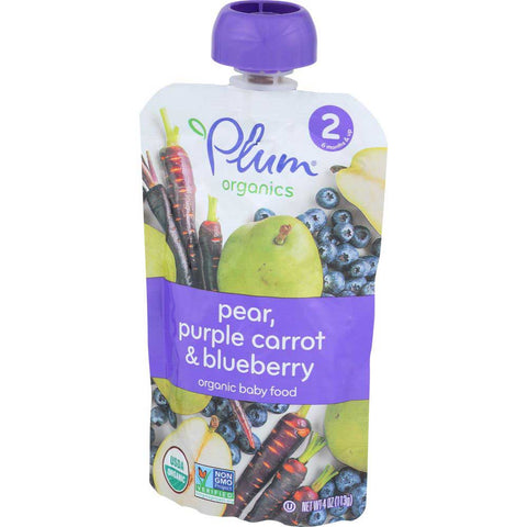 Plum Organics Second Blend Blueberry Pear and Purple Carrot Baby Food, 4 Ounce -- 6 per case.