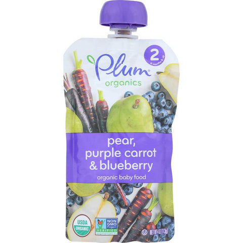 Plum Organics Second Blend Blueberry Pear and Purple Carrot Baby Food, 4 Ounce -- 6 per case.