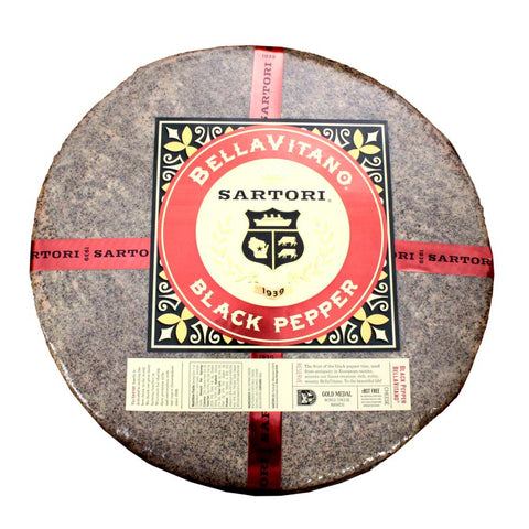 Sartori Reserve Black Pepper BellaVitano Cheese Wheel, 20 Pound.