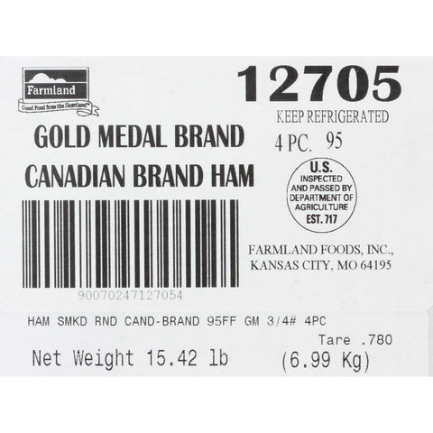 Farmland Gold Medal Canadian Brand Round Smoked Ham, 3.78 Pound -- 4 per case.