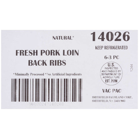 Farmland Pork Back Rib,8.17 Pound -- 6 per case.