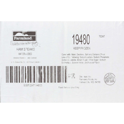 Farmland Water Added Bone In Smoked Ham Steak, 6 Ounce -- 4 per case.