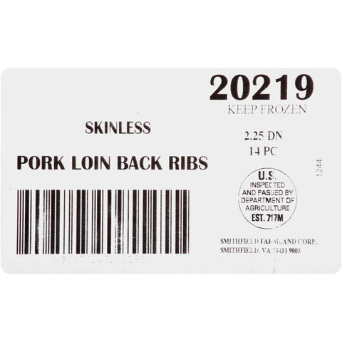 Farmland Rib Company Skinless Pork Loin Back Rib, 2.29 Pound -- 14 per case