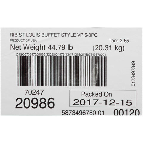 Farmland St Louis Style Original Sparerib, 48.5 Pound.