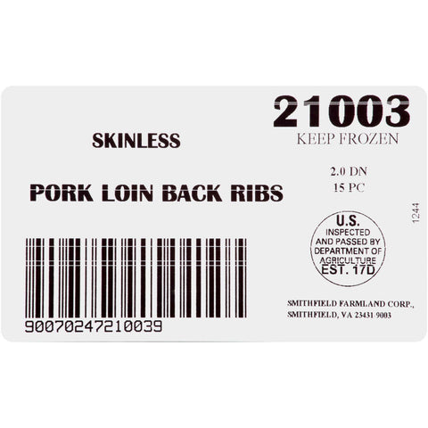 Farmland Skinless Pork Loin Back Rib, 2.02 Pound -- 15 per case.