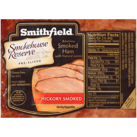 Smithfield 6 Piece Hickory Smoked Ham, 14.9 Pound.