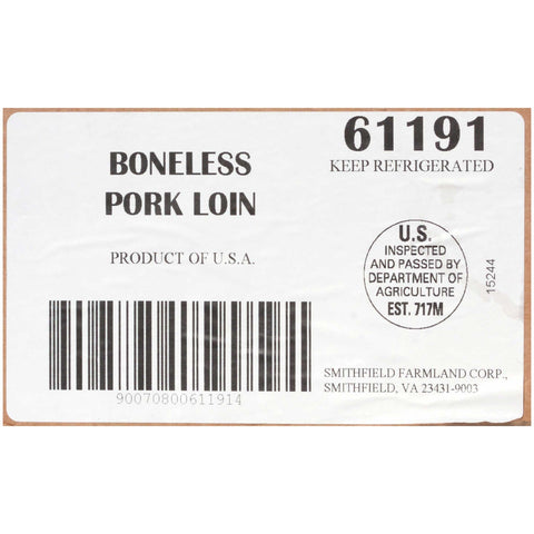 Smithfield Boneless Fresh Pork Loin, 58.1 Pound.