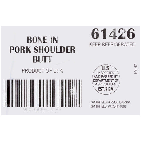 Smithfield Bone-in Shoulder Pork Butt, 8 Pound -- 8 per case
