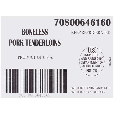 Smithfield Boneless Fresh Pork Tenderloin, 19.8 Pound.