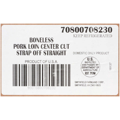 Smithfield Boneless Center Cut Pork Loin, 50.8 Pound.