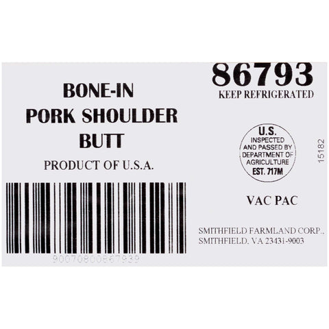 Smithfield Bone In Pork Shoulder Boston Butts Piece -- 8 per case.