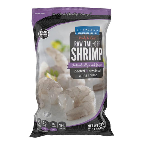 Seamazz 71-90 Raw Tail Off White Shrimp, 2 Pound -- 5 per case.