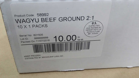 Broadleaf Wagyu Beef Patty, 10 Pound.