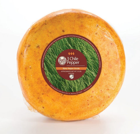 Roth Cheese, 3 Chili Pepper Gouda Wheel, 10 Pound.