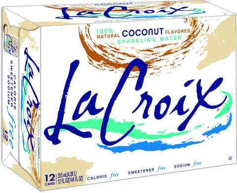 Lacroix Coconut Sparkling Water, 12 Fluid Ounce Can -- 24 per case.