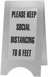 Cal Mil Stainless Steel Social Distancing Sign, 11.875 x 17.5 x 22 inch.