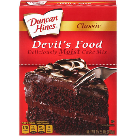 Duncan Hines Classic Devils Food Cake Mix, 15.25 Ounce -- 12 per case.