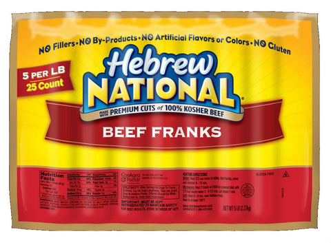 Conagra Hebrew National Beef Frank, 5 Pound -- 4 per case.