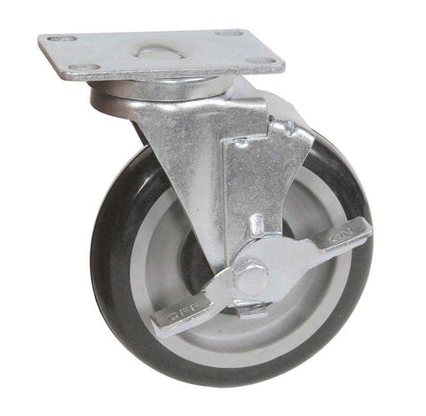 BK Resources Polyurethane Caster with Brake, 5 inch Dia