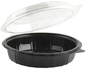 Anchor Packaging Gourmet Classics RPET Clear Dome Black Base Hinged Deep Clamshell, 40 Ounce Capacity -- 100 per case