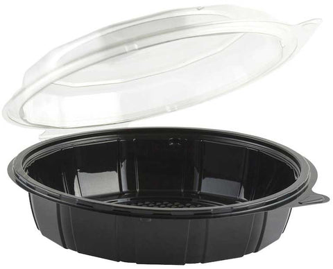 Anchor Packaging Gourmet Classics RPET Clear Dome Black Base Hinged Deep Clamshell, 40 Ounce Capacity -- 100 per case