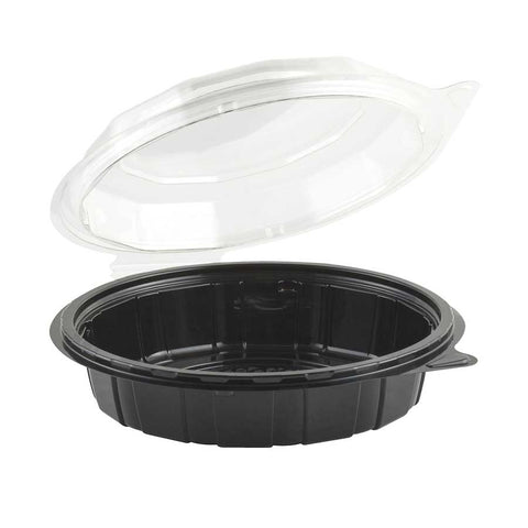 Anchor Packaging Gourmet Classic Polyethylene Terephthalate Black/Clear Shallow Clamshell Container, 7.5 inch -- 100 per case