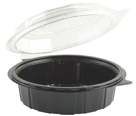 Anchor Packaging Gourmet Classics RPET Black Base Clear Dome Hinged Deep Clamshell, 26 Ounce Capacity -- 100 per case