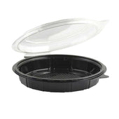 Anchor Packaging Gourmet Classic Black / Clear Shallow Clamshell Container, 9 inch -- 100 per case