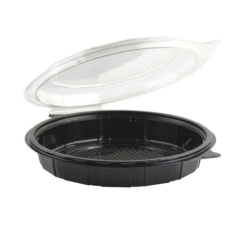 Anchor Packaging Gourmet Classic Black / Clear Shallow Clamshell Container, 9 inch -- 100 per case
