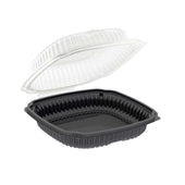 Anchor Packaging Culinary Lites  1-Compartment Black Base with Clear Anti-Fog Tear-Away Lid Hinged Container, 39 Ounce Capacity -- 100 per case