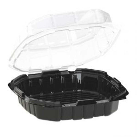 Anchor Packaging Polypropylene Black and Clear Hinged Container, 32 Ounce Capacity -- 100 per case