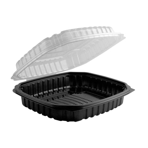 Anchor Packaging Culinary Basics Polypropylene Microwavable Black 1 Compartment Hinged Container with Clear Anti-Fog Lid, 46.5 Ounce -- 120 per case