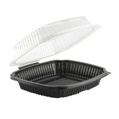 Anchor Packaging Culinary Classics Microwavable Black and Clear Polypropylene Hinged Clamshell, 47.5 Ounce Capacity -- 100 per case