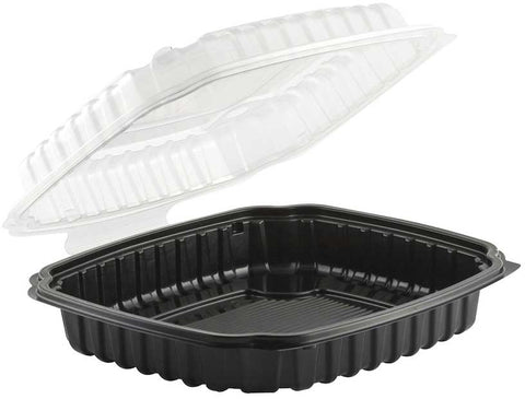 Anchor Packaging Culinary Basics Polypropylene Black Hinged Clamshell, 36 Ounce Capacity -- 100 per case