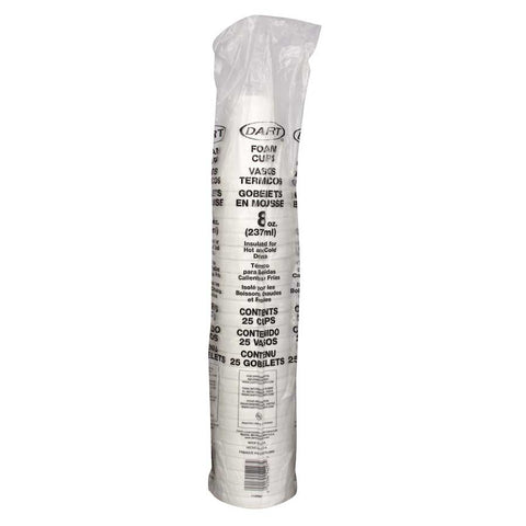Dart Container J Cup Expanded Polystyrene Foam White Insulated Space Saver Cup, 8 Ounce -- 1000 per case