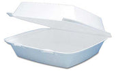 Dart Performer Expanded Polystyrene Foam White Medium Single Compartment Insulated Hinged Lid Container, 8.4 x 7.9 x 3.3 inch -- 200 per case