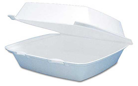 Dart Performer Expanded Polystyrene Foam White Medium Single Compartment Insulated Hinged Lid Container, 8.4 x 7.9 x 3.3 inch -- 200 per case