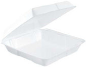 Dart Expanded Polystyrene Foam White Large Single Compartment Insulated Hinged Lid Container, 9.5 x 9.3 x 3 inch -- 200 per case