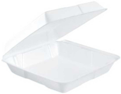 Dart Expanded Polystyrene Foam White Large Single Compartment Insulated Hinged Lid Container, 9.5 x 9.3 x 3 inch -- 200 per case