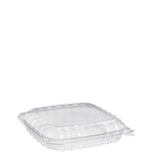 Dart Clear Square Medium OPS 1 Compartment Hinged Container, 8.3 x 8.3 x 2 inch -- 250 per case