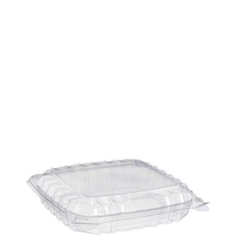 Dart Clear Square Medium OPS 1 Compartment Hinged Container, 8.3 x 8.3 x 2 inch -- 250 per case