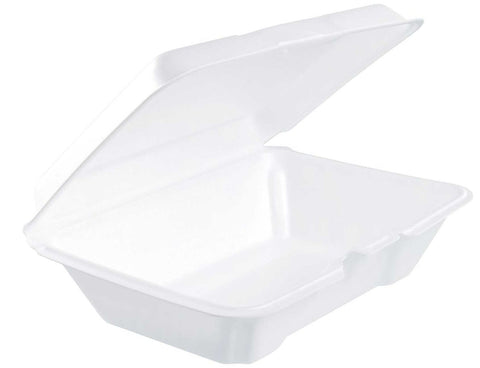 Dart Performer White Expanded Polystyrene Foam Hinged Container, 9.3 x 6.4 x 2.9 inch -- 200 per case