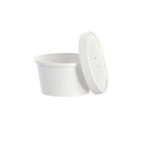 Dart Flexstyle White Squat DSP Paper Hot Food Container/Lid Combo, 8 Ounce -- 250 per case