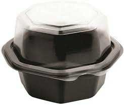 Solo Creative Carryouts OctaView Polystyrene Medium 1 Compartment Hinged Lid Cold Container, 4.5 inch -- 300 per case