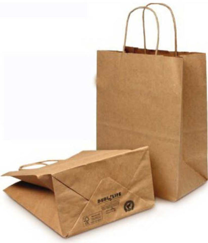 Duro Hilex Poly Grande Twist Kraft Virgin Paper Shopping Bag with Handle, 16 x 11 x 18.25 inch -- 200 per case