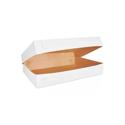 Graphic Packaging White / Kraft Full Sheet Cake Box with Lid , 26.375 x 18.125 x 6 inch -- 50 per case