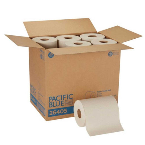 Georgia-Pacific Pacific Blue Basic Brown Paper Towel Roll, 7.8 inch x 500 Feet -- 12 rolls per case