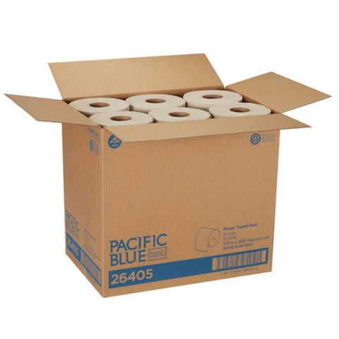 Georgia-Pacific Pacific Blue Basic Brown Paper Towel Roll, 7.8 inch x 500 Feet -- 12 rolls per case