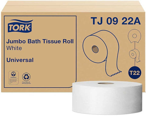 Tork Universal White 2 Ply Jumbo Bath Tissue Roll, 3.55 inch x 1000 feet -- 12 per case